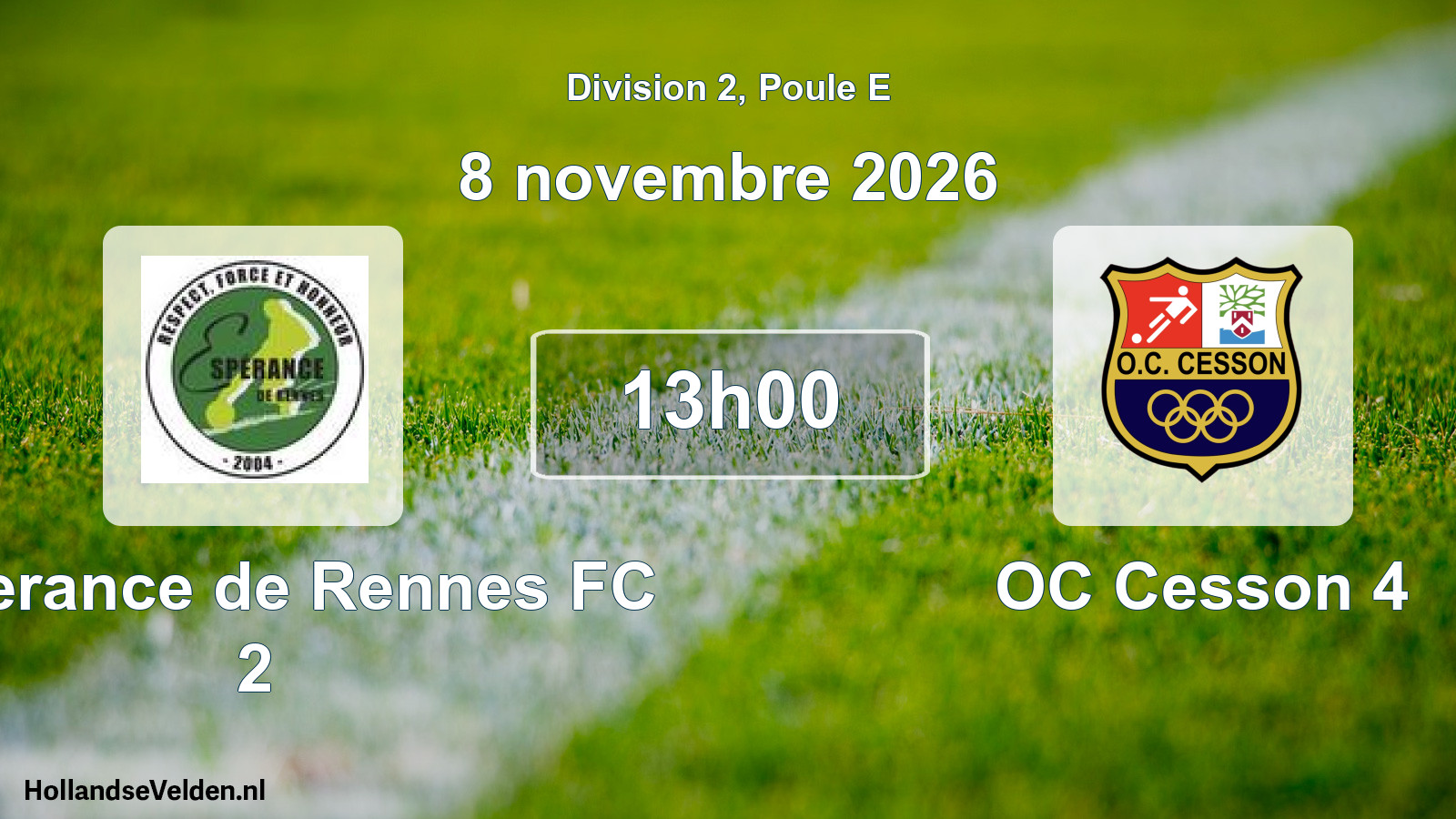 Geplande wedstrijd: Esperance de Rennes FC 2 - OC Cesson 4 (8 november 2026)