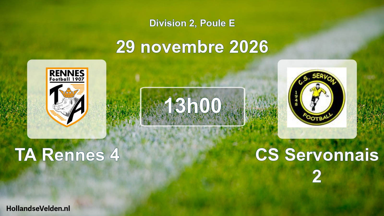 Scheduled Match: TA Rennes 4 - CS Servonnais 2 (29 November 2026)