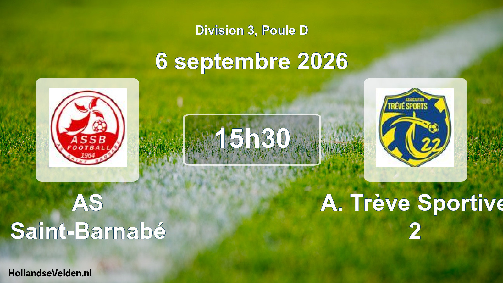 Match programmé: AS Saint-Barnabé - A. Trève Sportive 2 (6 septembre 2026)