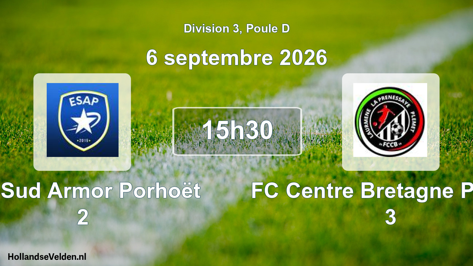 Match programmé: Et. Sud Armor Porhoët 2 - FC Centre Bretagne Plémét 3 (6 septembre 2026)