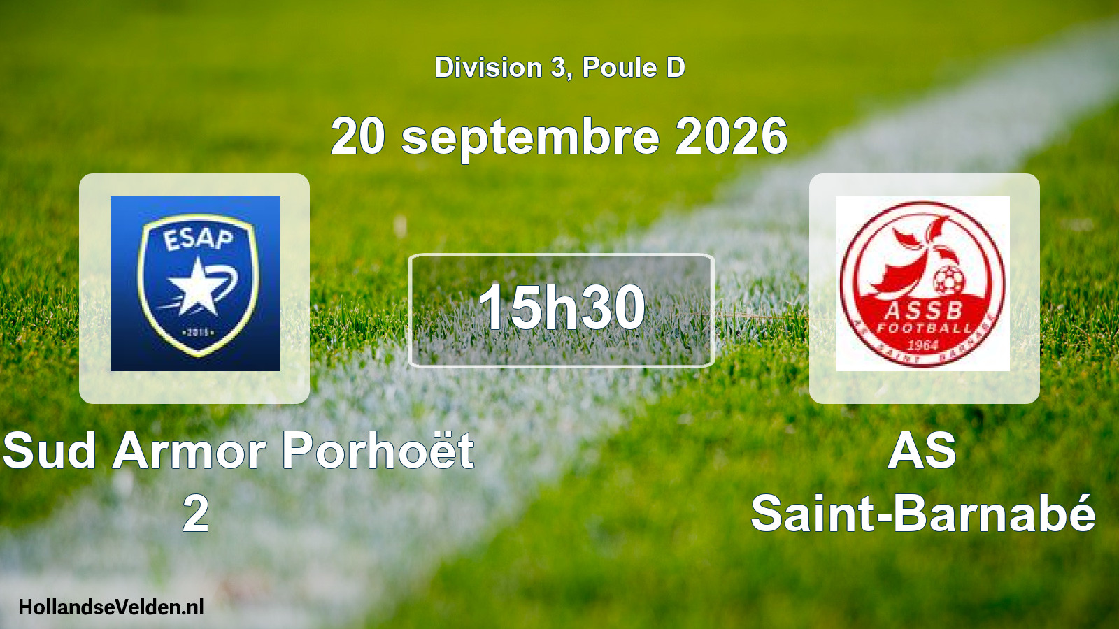 Match programmé: Et. Sud Armor Porhoët 2 - AS Saint-Barnabé (20 septembre 2026)