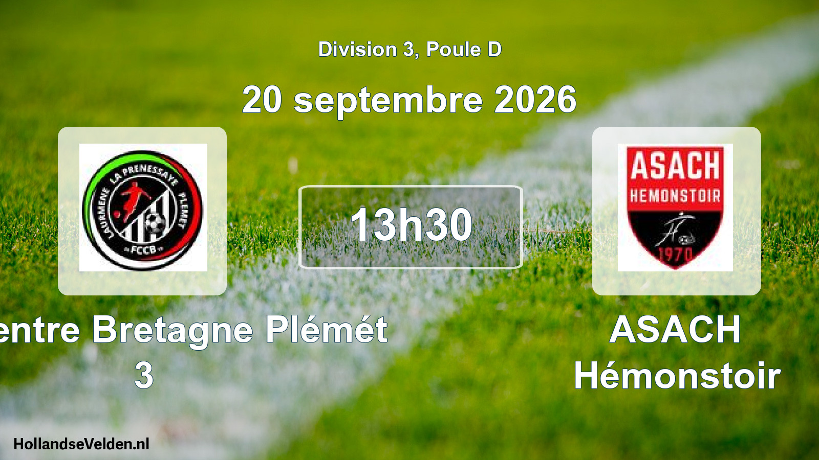 Match programmé: FC Centre Bretagne Plémét 3 - ASACH Hémonstoir (20 septembre 2026)