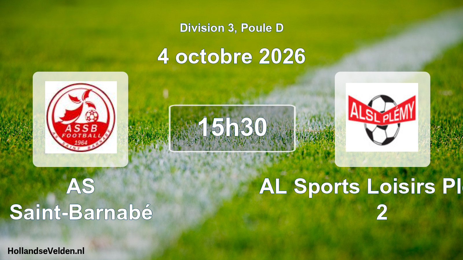Match programmé: AS Saint-Barnabé - AL Sports Loisirs Plémy 2 (4 octobre 2026)