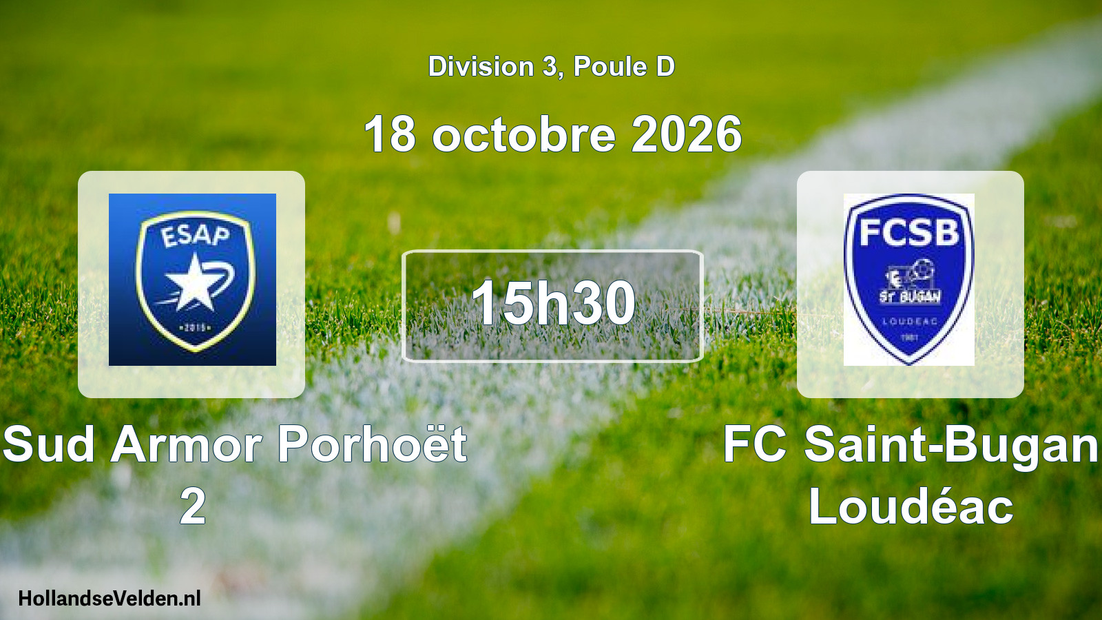 Match programmé: Et. Sud Armor Porhoët 2 - FC Saint-Bugan Loudéac (18 octobre 2026)