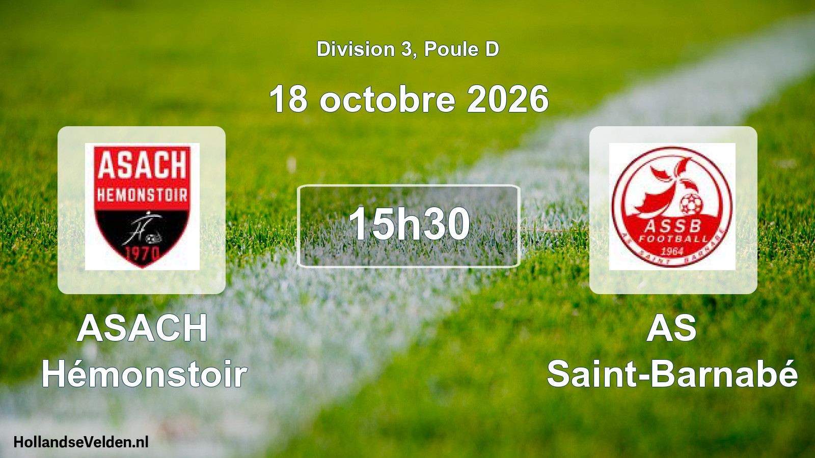 Match programmé: ASACH Hémonstoir - AS Saint-Barnabé (18 octobre 2026)