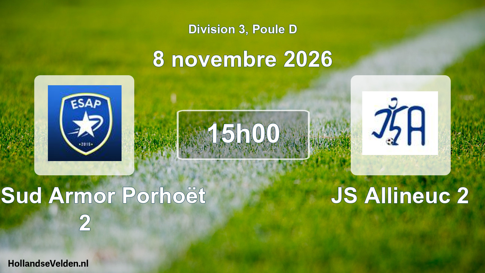 Geplande wedstrijd: Et. Sud Armor Porhoët 2 - JS Allineuc 2 (8 november 2026)