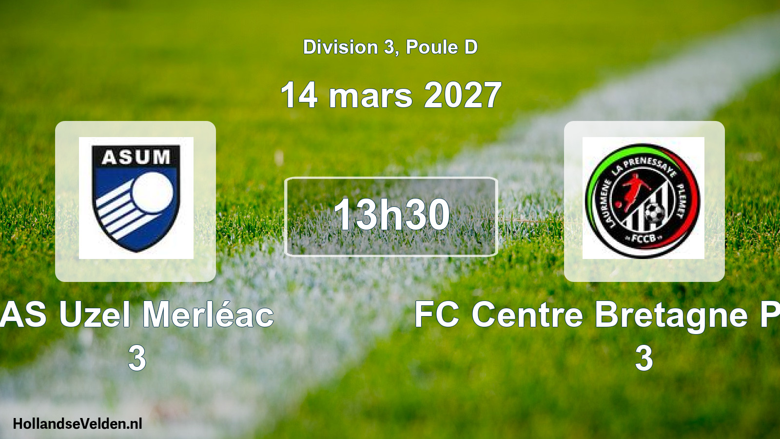 Match programmé: AS Uzel Merléac 3 - FC Centre Bretagne Plémét 3 (14 mars 2027)