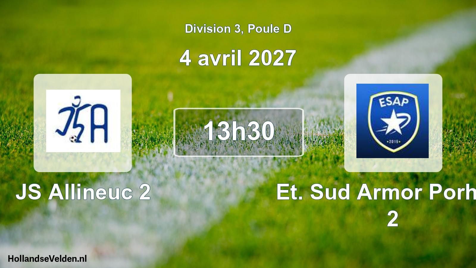 Match programmé: JS Allineuc 2 - Et. Sud Armor Porhoët 2 (4 avril 2027)