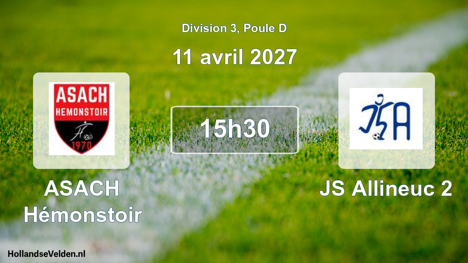 Match programmé: ASACH Hémonstoir - JS Allineuc 2 (11 avril 2027)