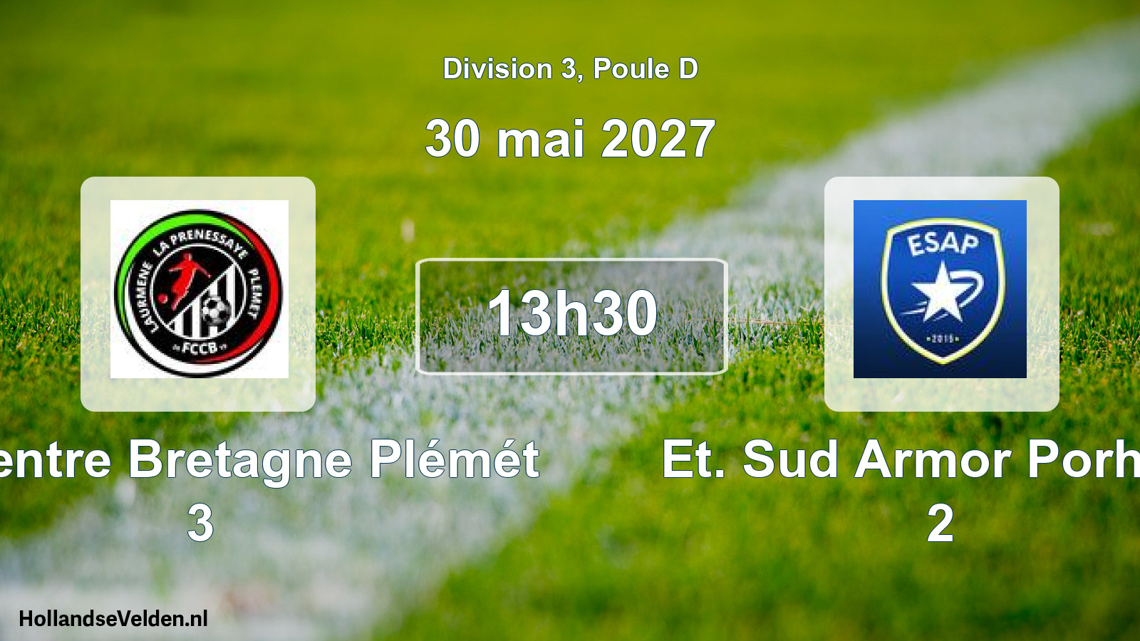 Match programmé: FC Centre Bretagne Plémét 3 - Et. Sud Armor Porhoët 2 (30 mai 2027)