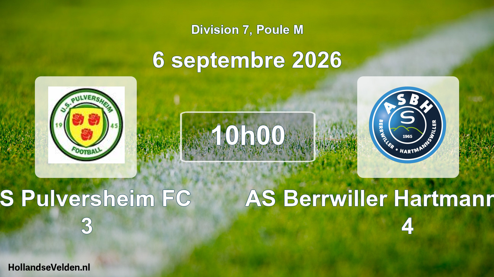 Scheduled Match: US Pulversheim FC 3 - AS Berrwiller Hartmannswiller 4 (6 September 2026)
