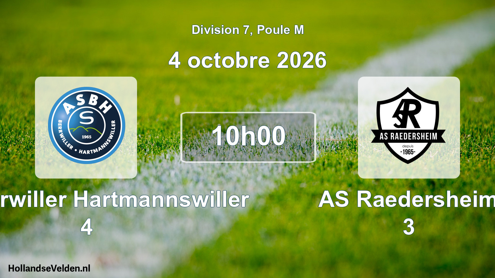 Scheduled Match: AS Berrwiller Hartmannswiller 4 - AS Raedersheim 3 (4 October 2026)