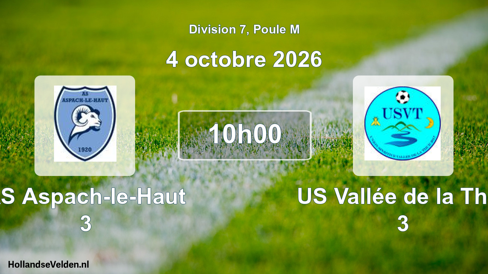 Scheduled Match: AS Aspach-le-Haut 3 - US Vallée de la Thur 3 (4 October 2026)