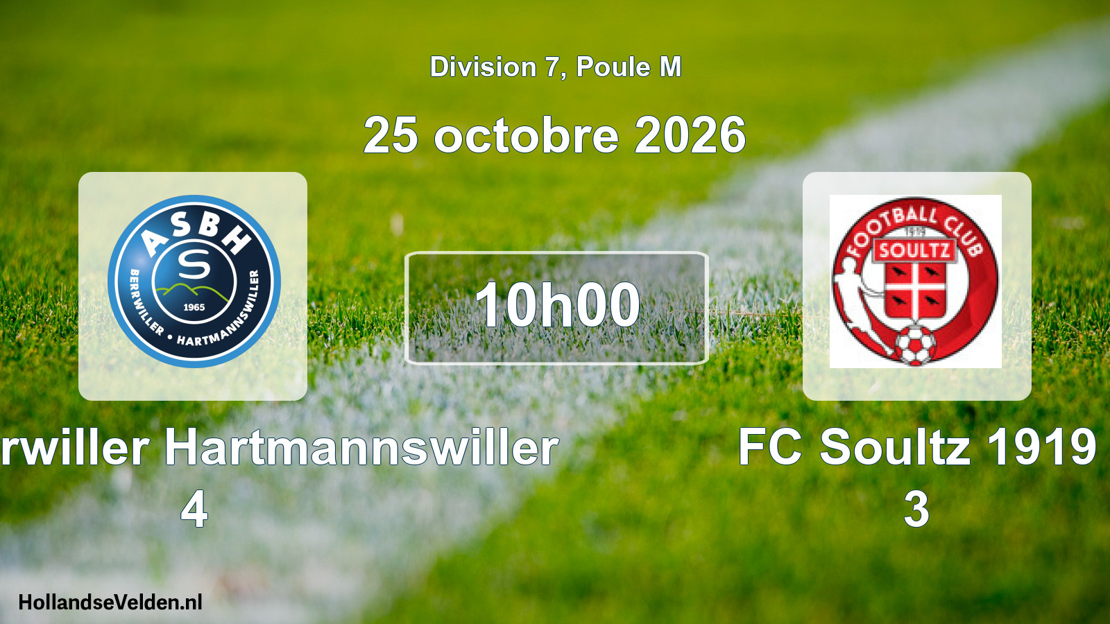 Scheduled Match: AS Berrwiller Hartmannswiller 4 - FC Soultz 1919 3 (25 October 2026)
