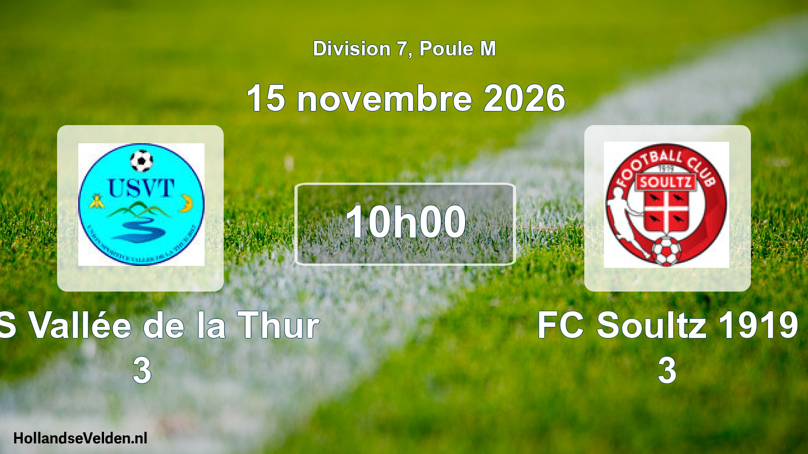 Match programmé: US Vallée de la Thur 3 - FC Soultz 1919 3 (15 novembre 2026)