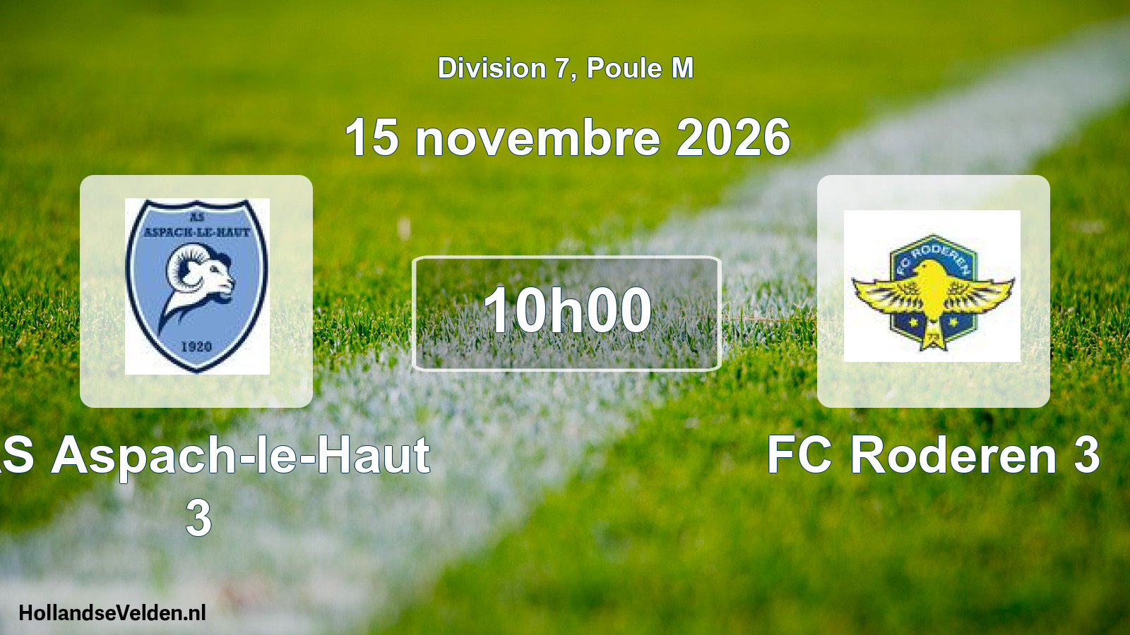 Scheduled Match: AS Aspach-le-Haut 3 - FC Roderen 3 (15 November 2026)