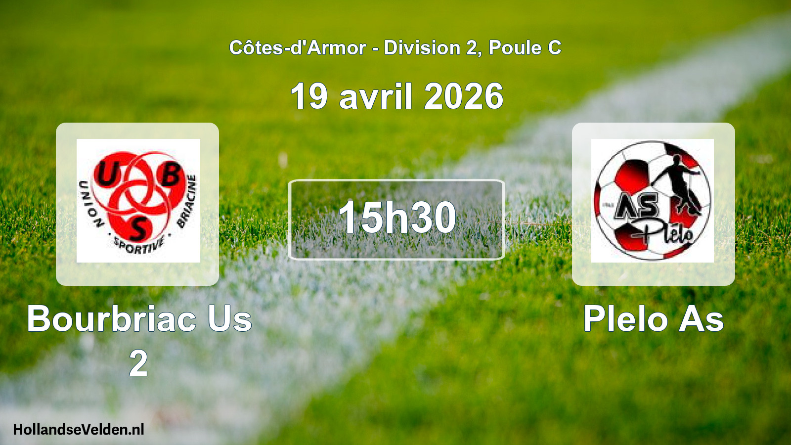 Geplande wedstrijd: Bourbriac Us 2 - Plelo As (19 april 2026)