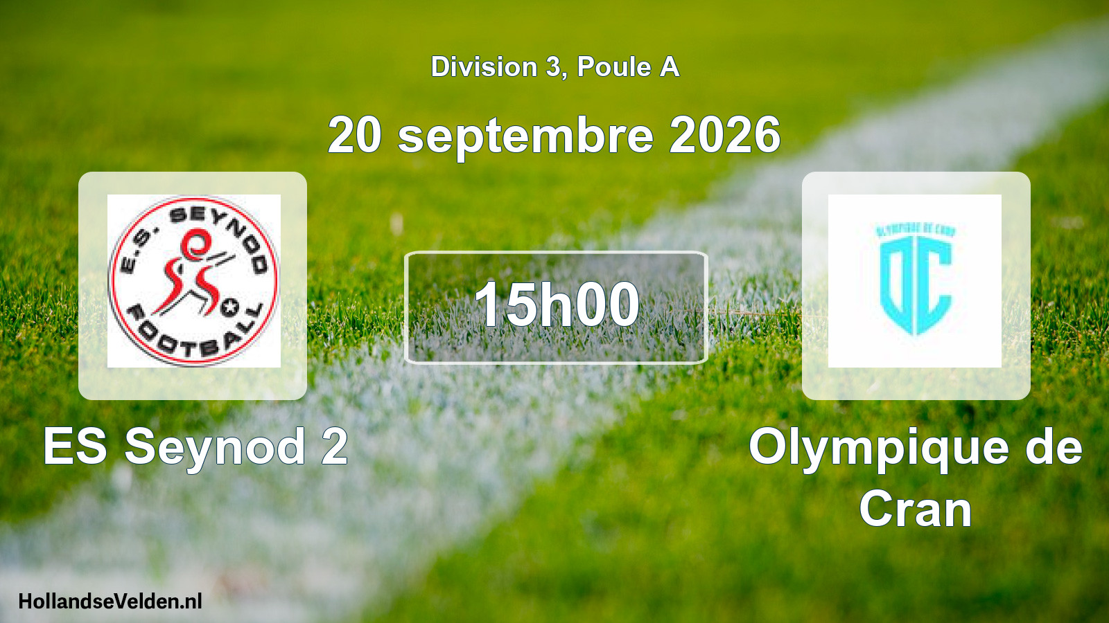 Match programmé: ES Seynod 2 - Olympique de Cran (20 septembre 2026)