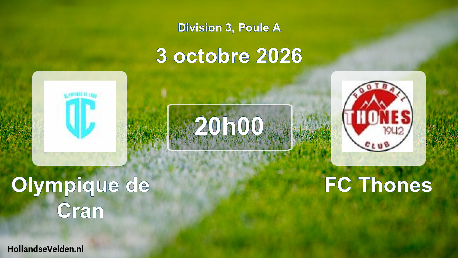Scheduled Match: Olympique de Cran - FC Thones (3 October 2026)