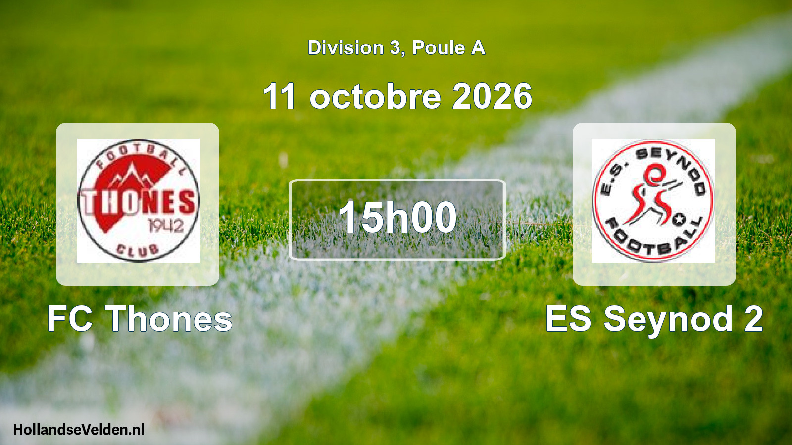 Match programmé: FC Thones - ES Seynod 2 (11 octobre 2026)