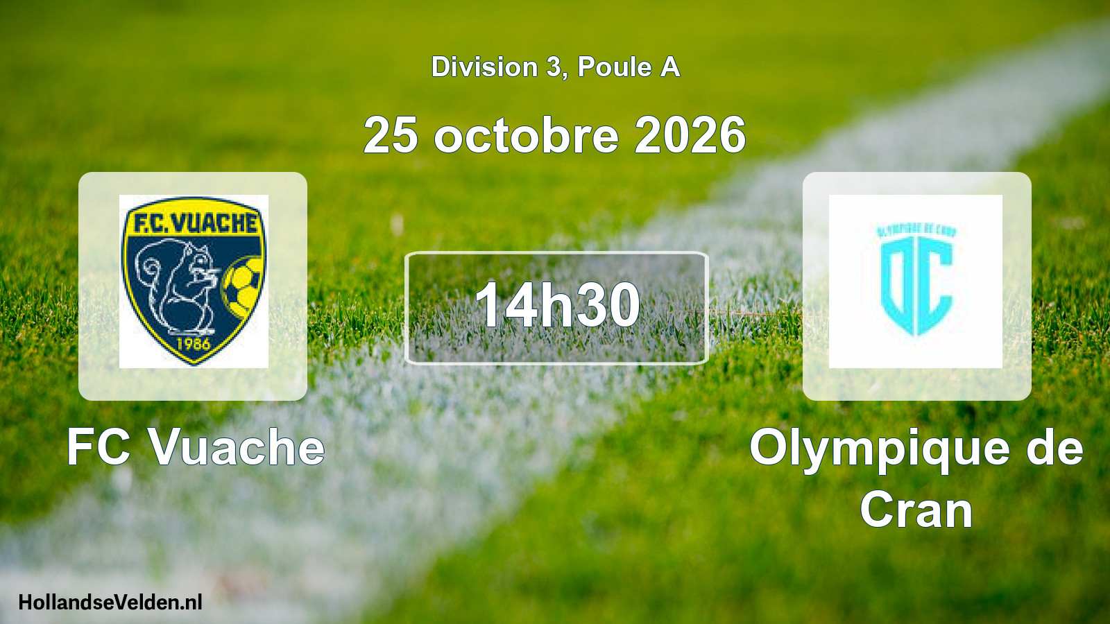 Match programmé: FC Vuache - Olympique de Cran (25 octobre 2026)