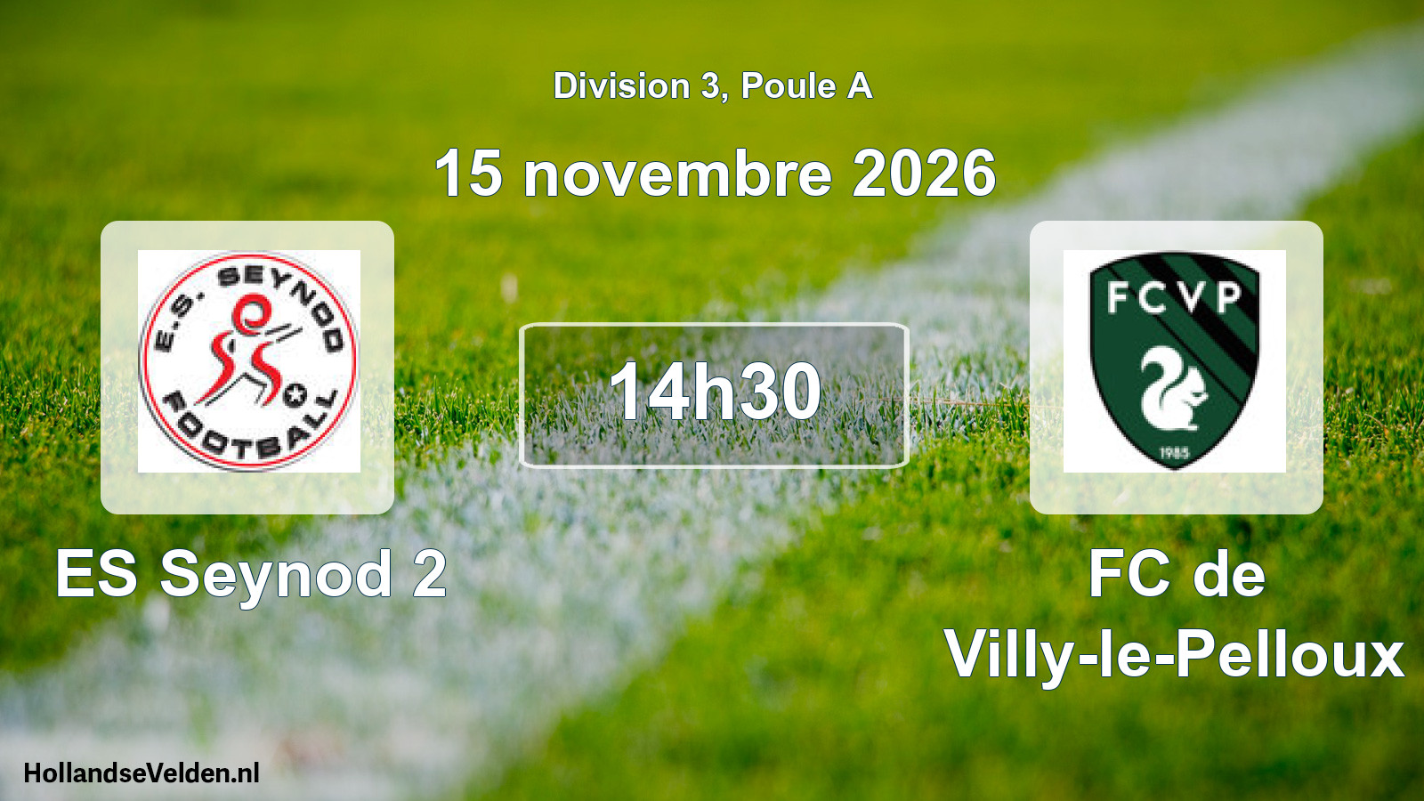 Match programmé: ES Seynod 2 - FC de Villy-le-Pelloux (15 novembre 2026)