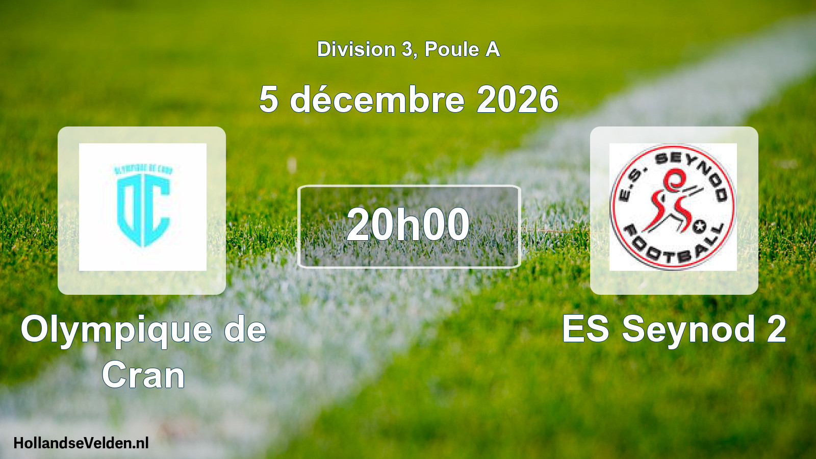 Match programmé: Olympique de Cran - ES Seynod 2 (5 décembre 2026)