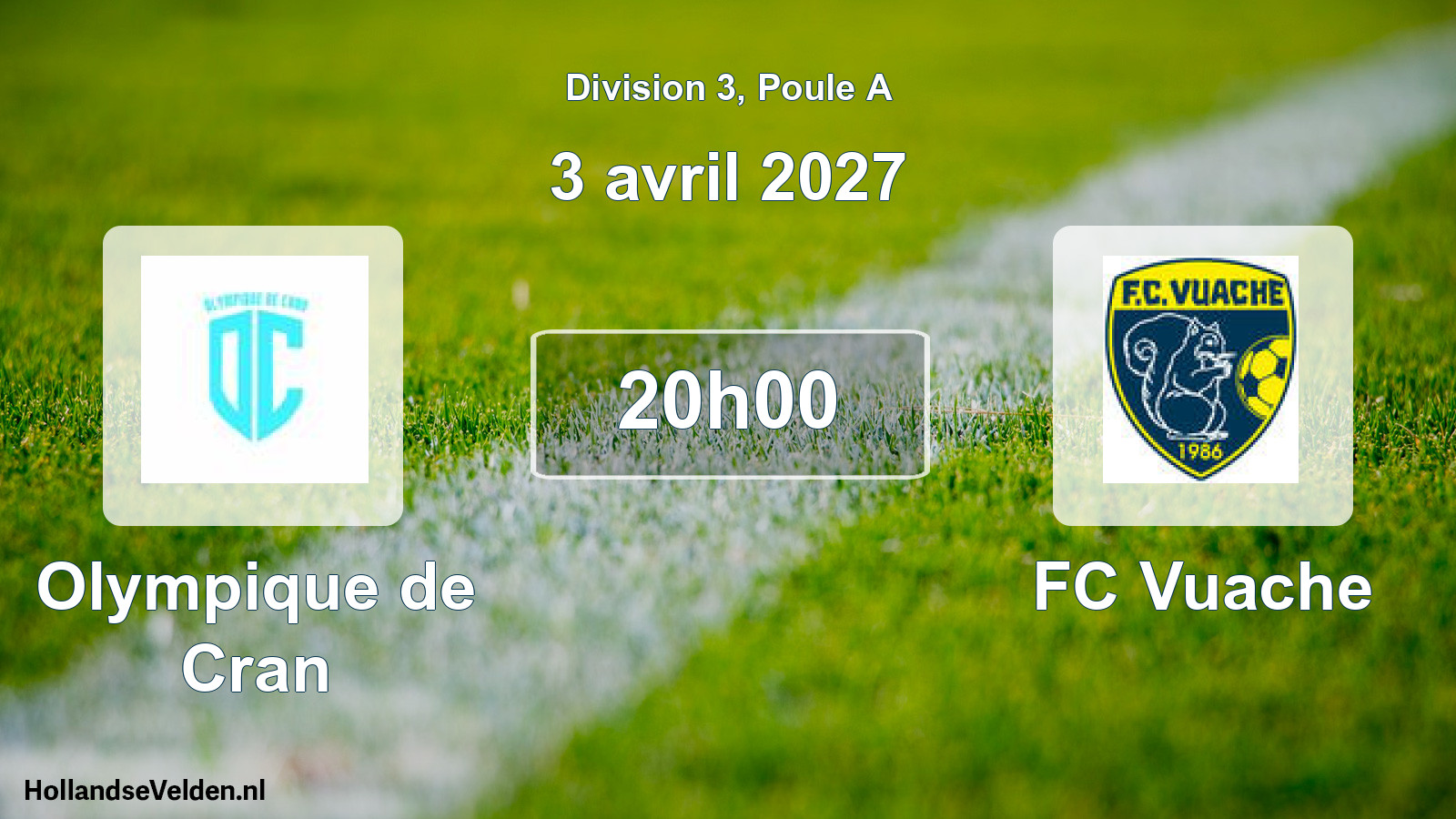 Match programmé: Olympique de Cran - FC Vuache (3 avril 2027)