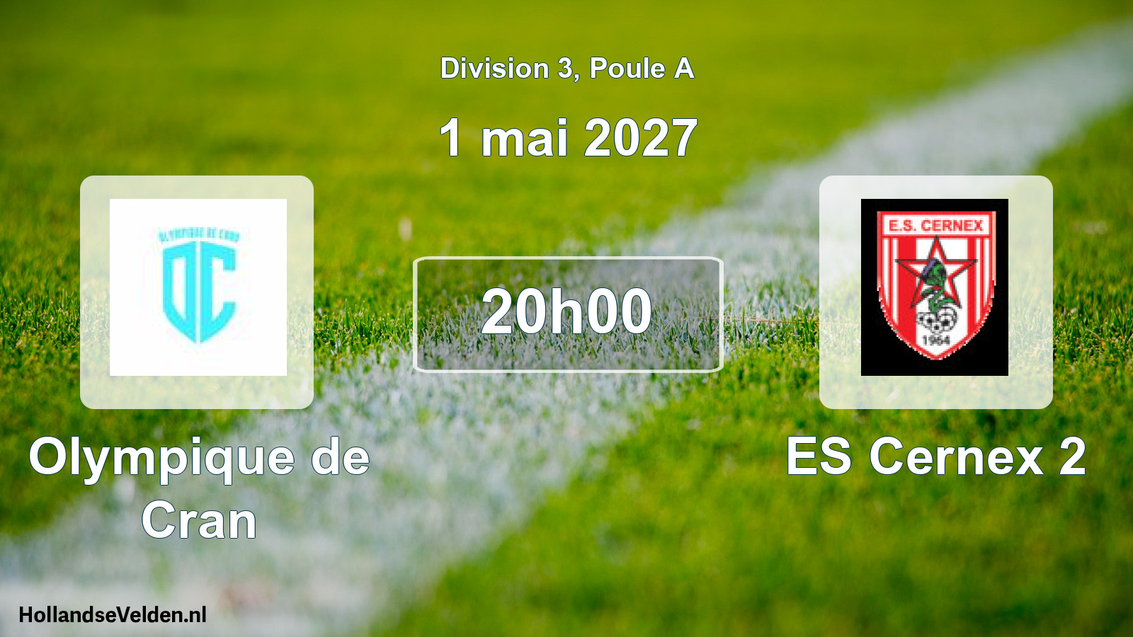 Match programmé: Olympique de Cran - ES Cernex 2 (1 mai 2027)