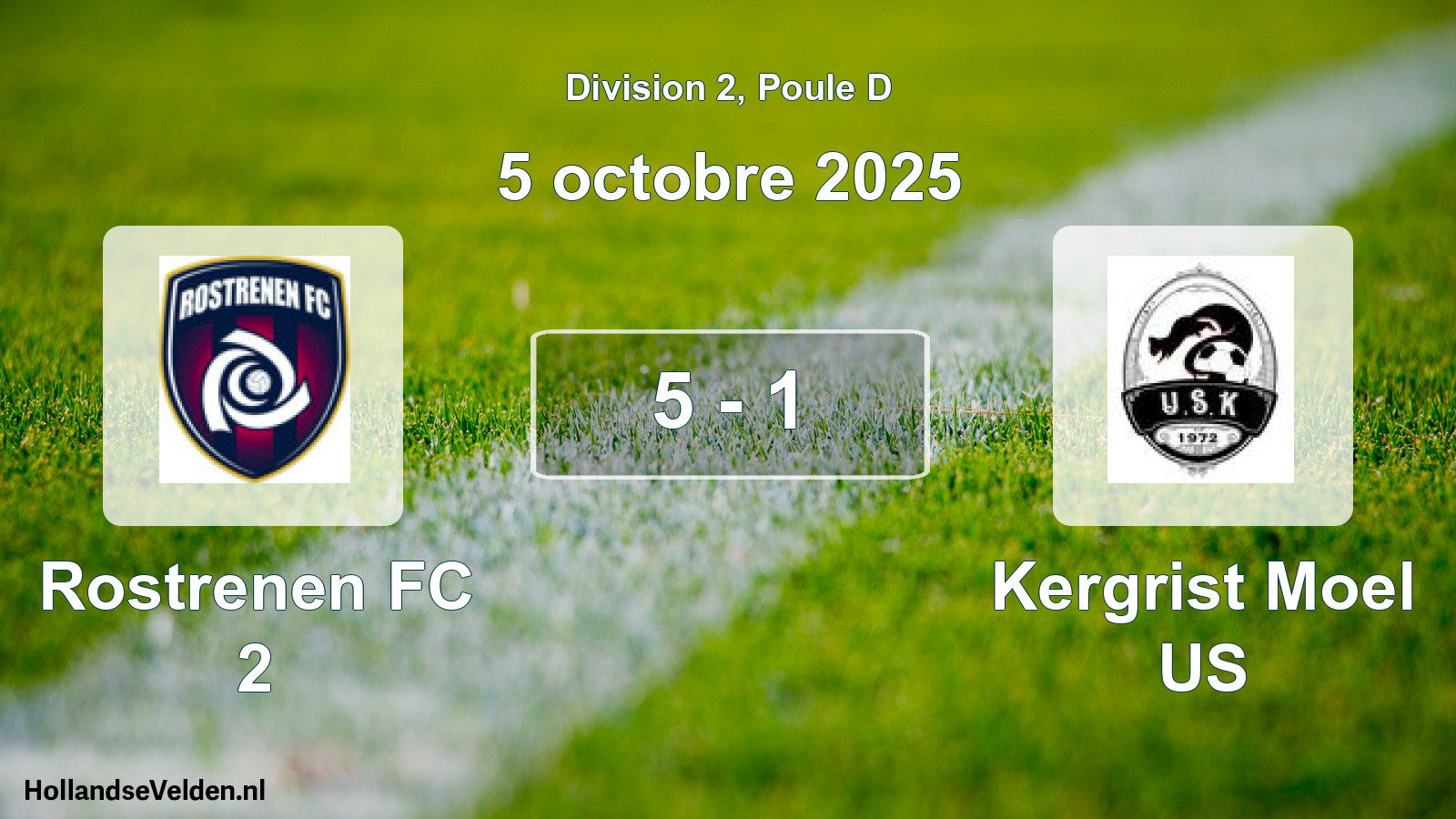 Match joué: Rostrenen FC 2 - Kergrist Moel US 5 - 1 (5 octobre 2025)
