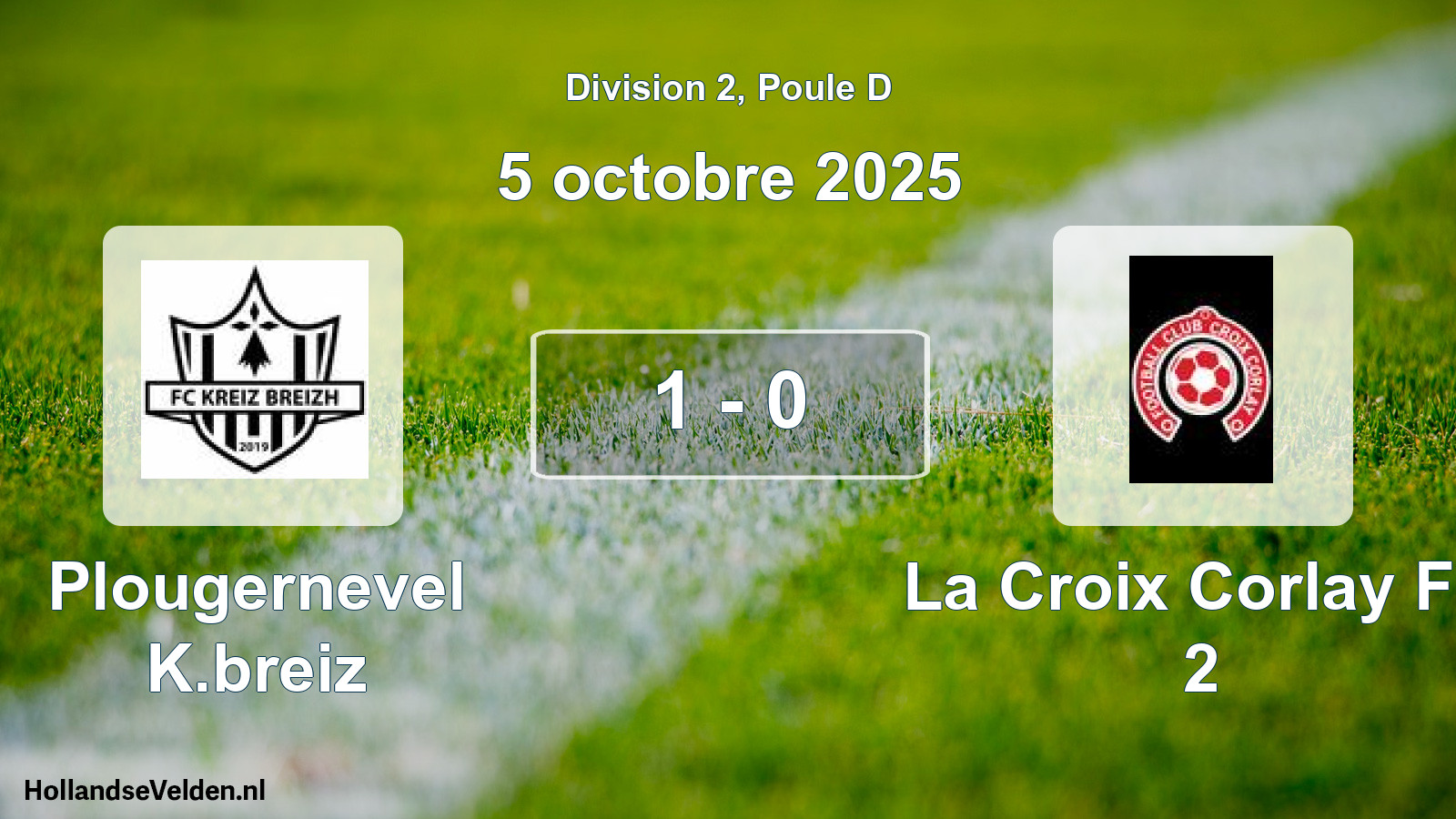 Gespeelde wedstrijd: Plougernevel K.breiz - La Croix Corlay FC 2 1 - 0 (5 oktober 2025)