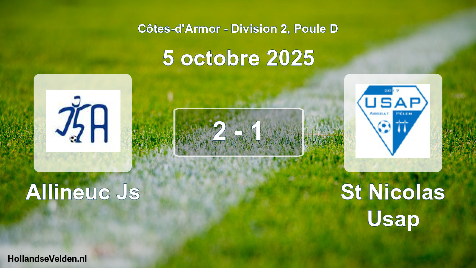 Gespeelde wedstrijd: Allineuc Js - St Nicolas Usap 2 - 1 (5 octobre 2025)