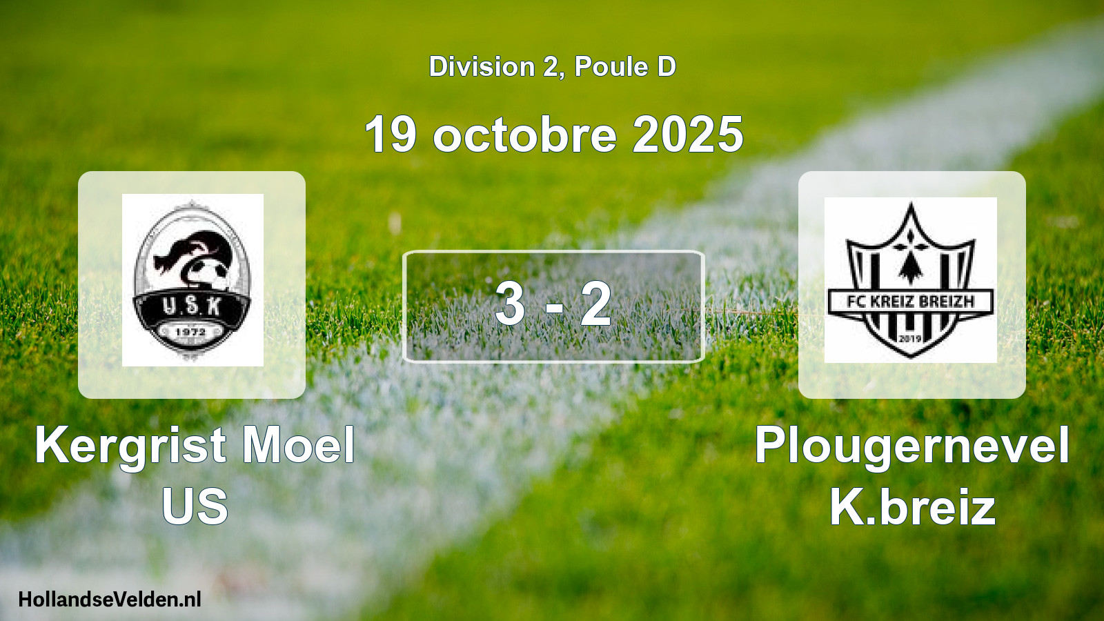 Match joué: Kergrist Moel US - Plougernevel K.breiz 3 - 2 (19 octobre 2025)