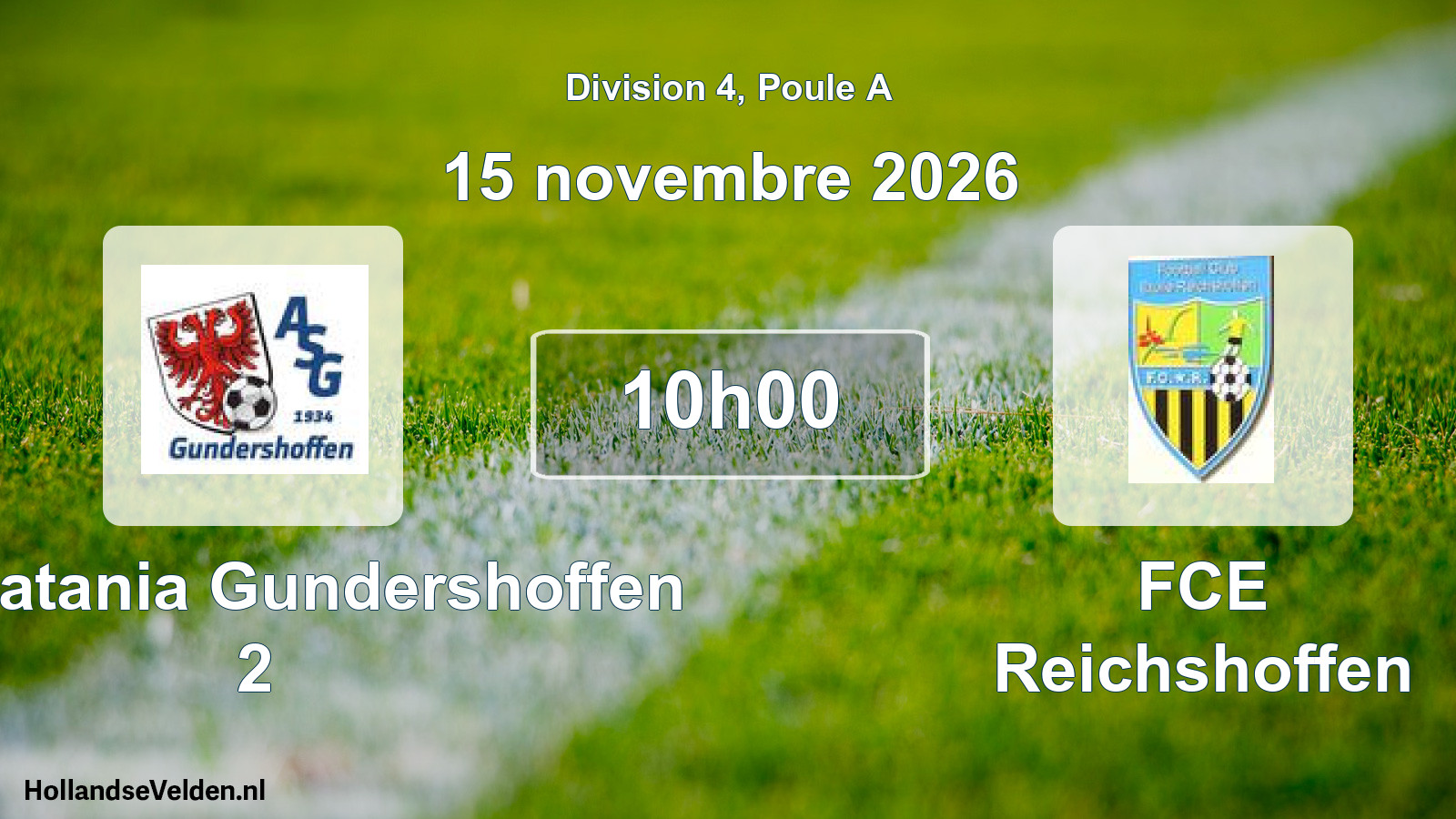 Match programmé: AS Platania Gundershoffen 2 - FCE Reichshoffen (15 novembre 2026)