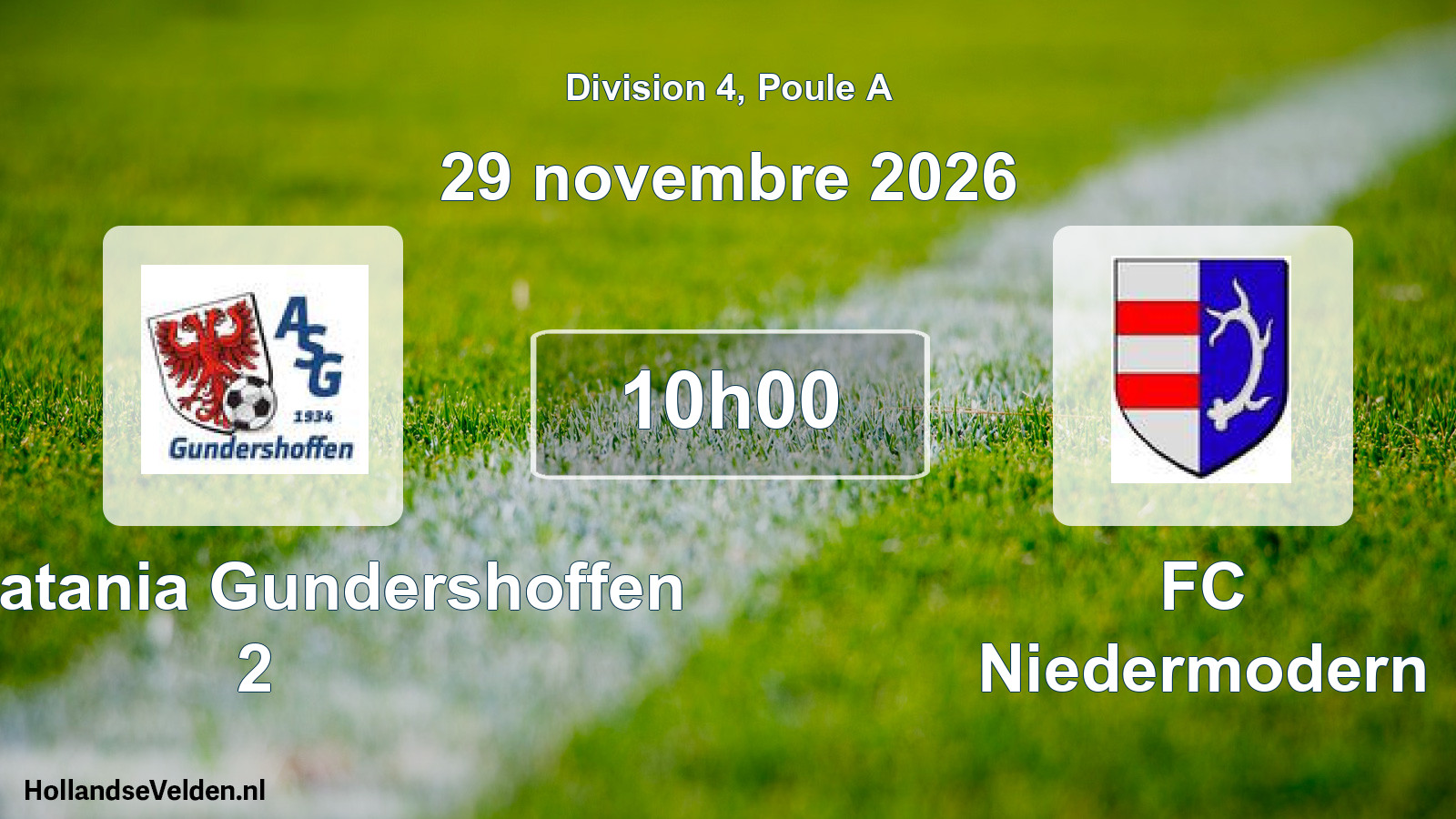 Match programmé: AS Platania Gundershoffen 2 - FC Niedermodern (29 novembre 2026)