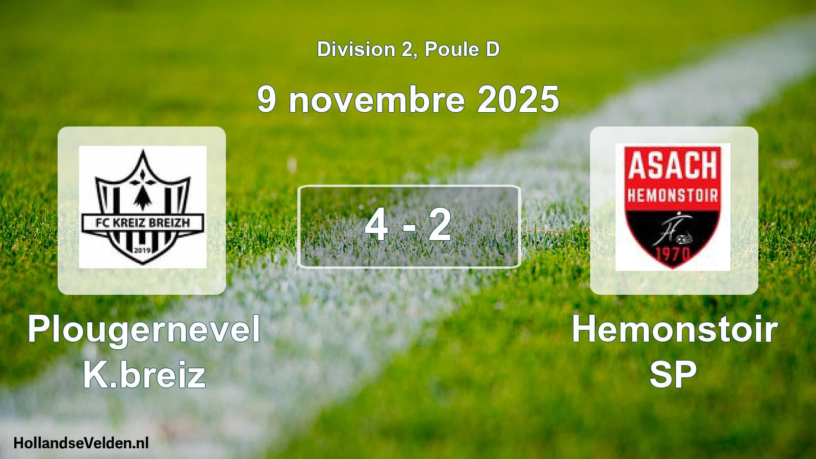 Match joué: Plougernevel K.breiz - Hemonstoir SP 4 - 2 (9 novembre 2025)