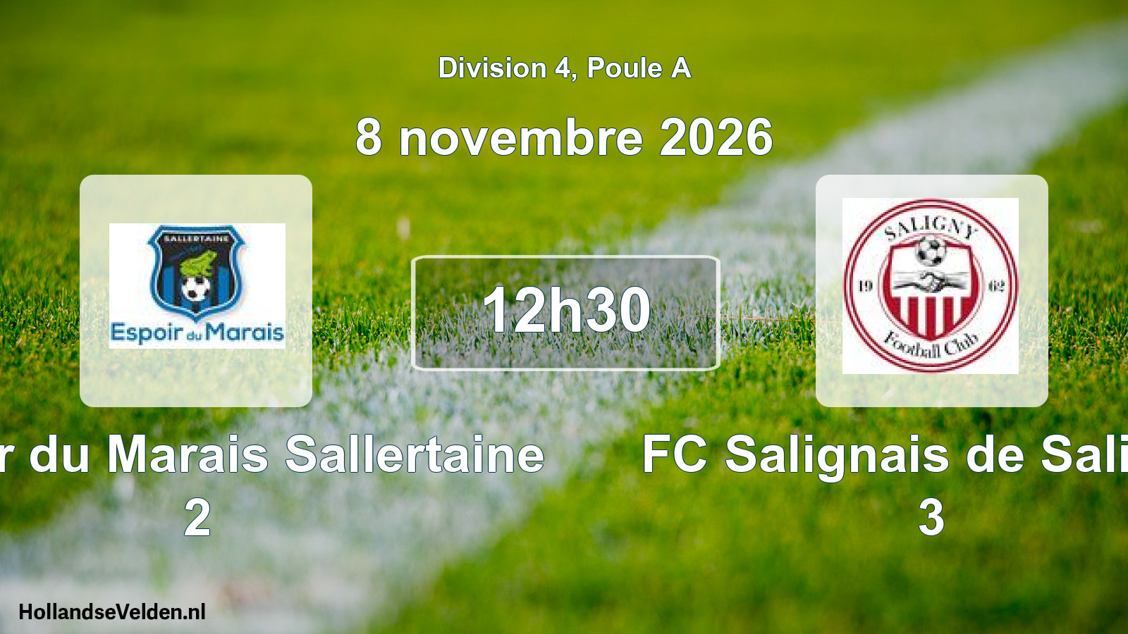 Match programmé: Espoir du Marais Sallertaine 2 - FC Salignais de Saligny 3 (8 novembre 2026)