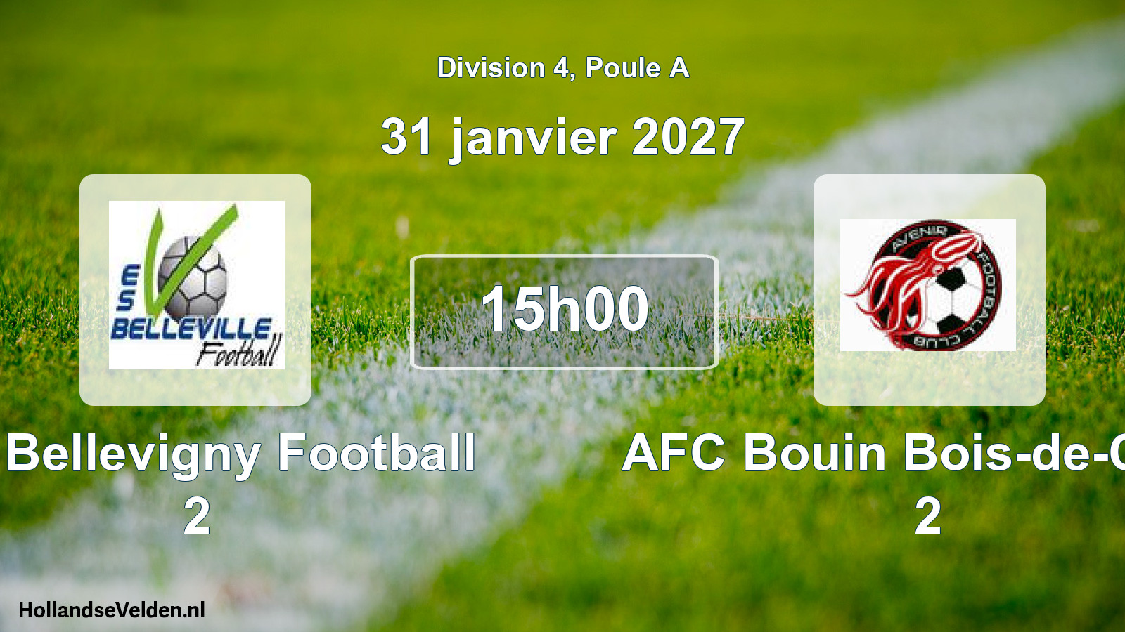 Match programmé: ES Bellevigny Football 2 - AFC Bouin Bois-de-Céné 2 (31 janvier 2027)