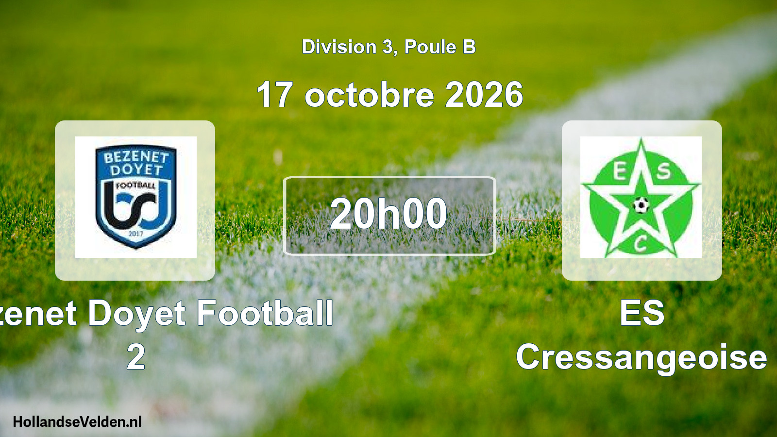 Match programmé: Bézenet Doyet Football 2 - ES Cressangeoise (17 octobre 2026)