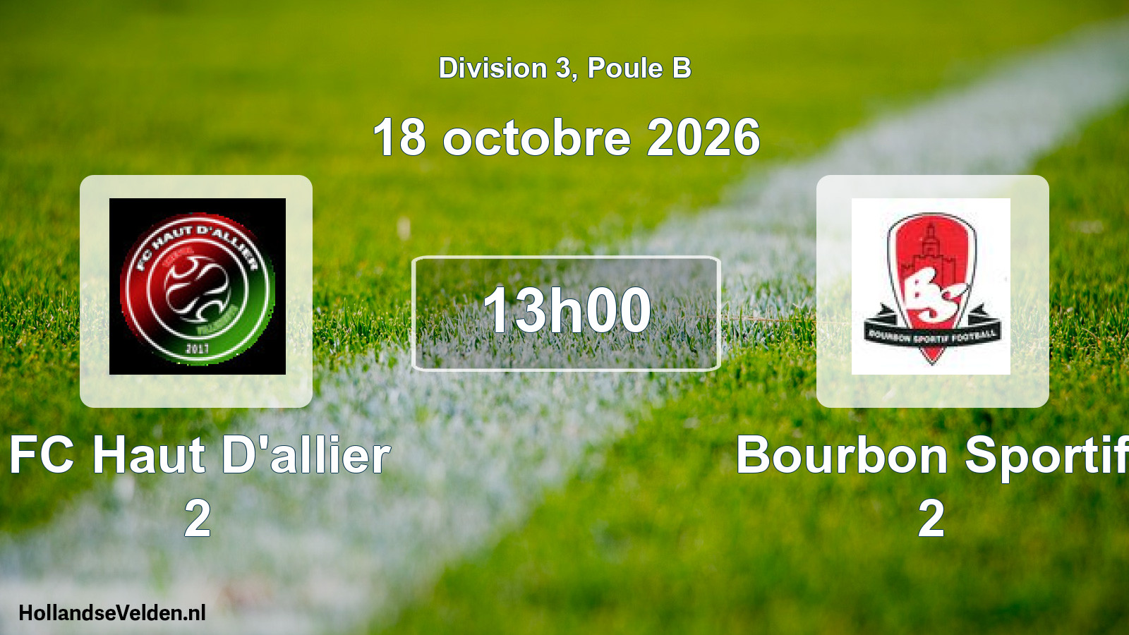 Match programmé: FC Haut D'allier 2 - Bourbon Sportif 2 (18 octobre 2026)