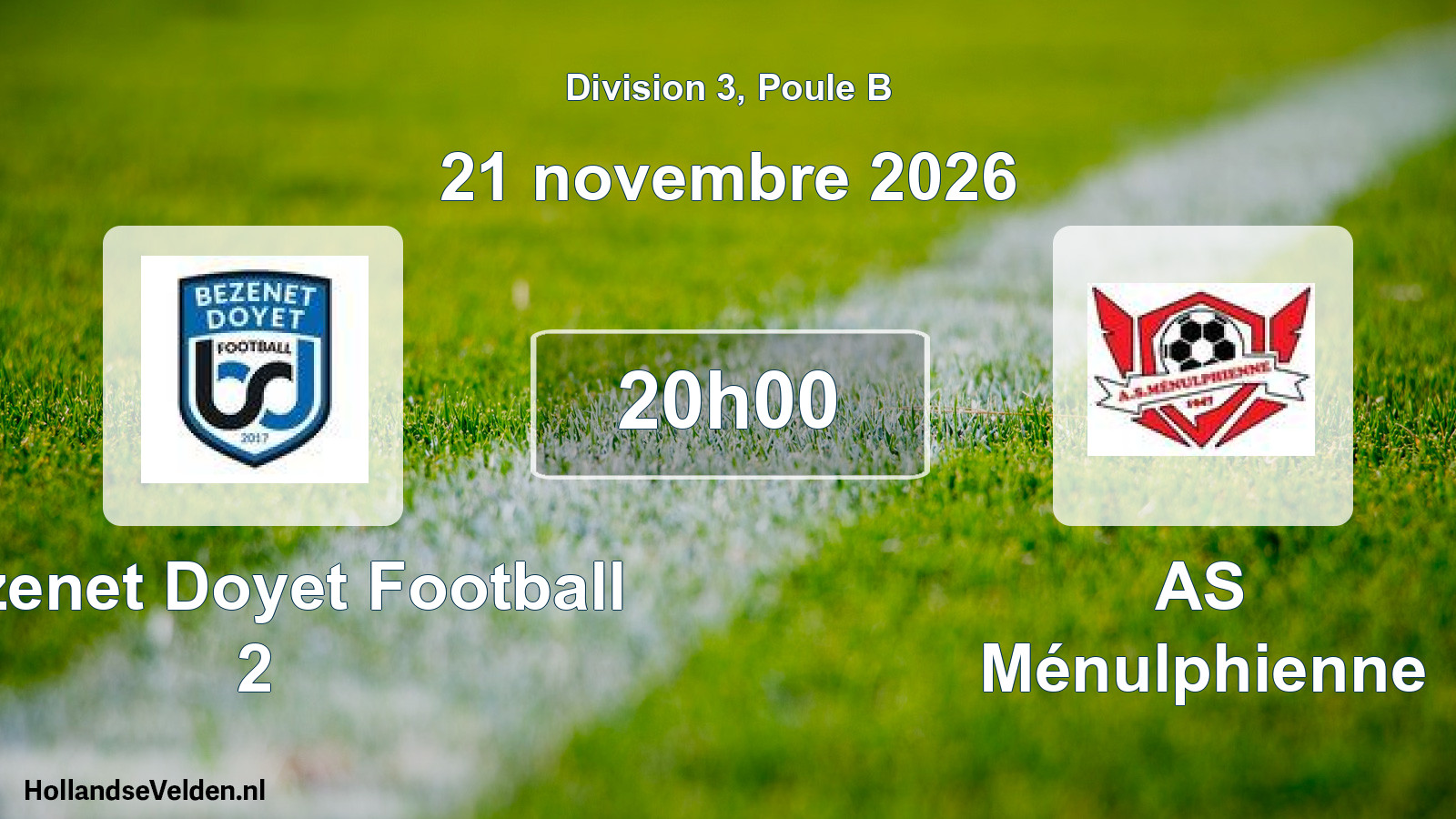 Match programmé: Bézenet Doyet Football 2 - AS Ménulphienne (21 novembre 2026)