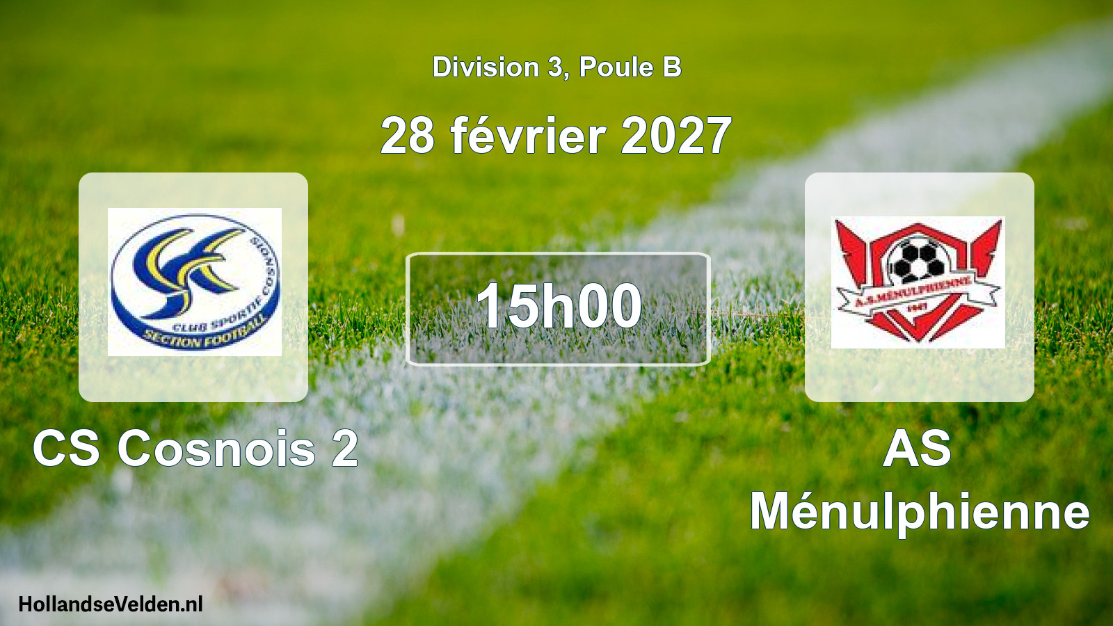 Match programmé: CS Cosnois 2 - AS Ménulphienne (28 février 2027)