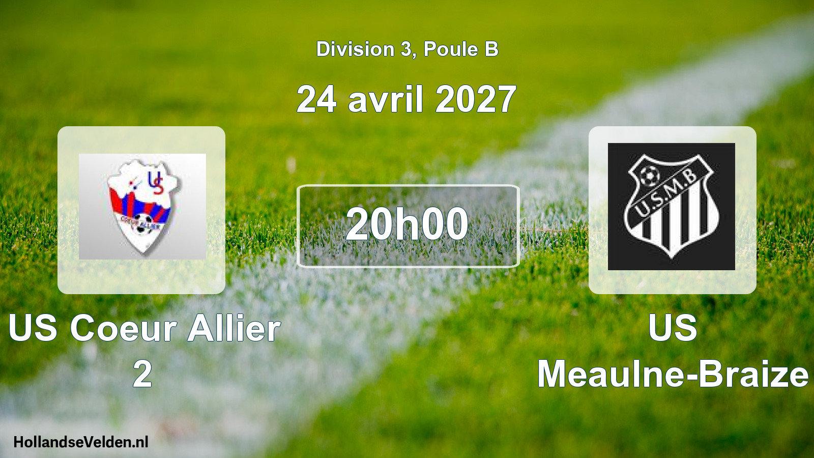 Match programmé: US Coeur Allier 2 - US Meaulne-Braize (24 avril 2027)