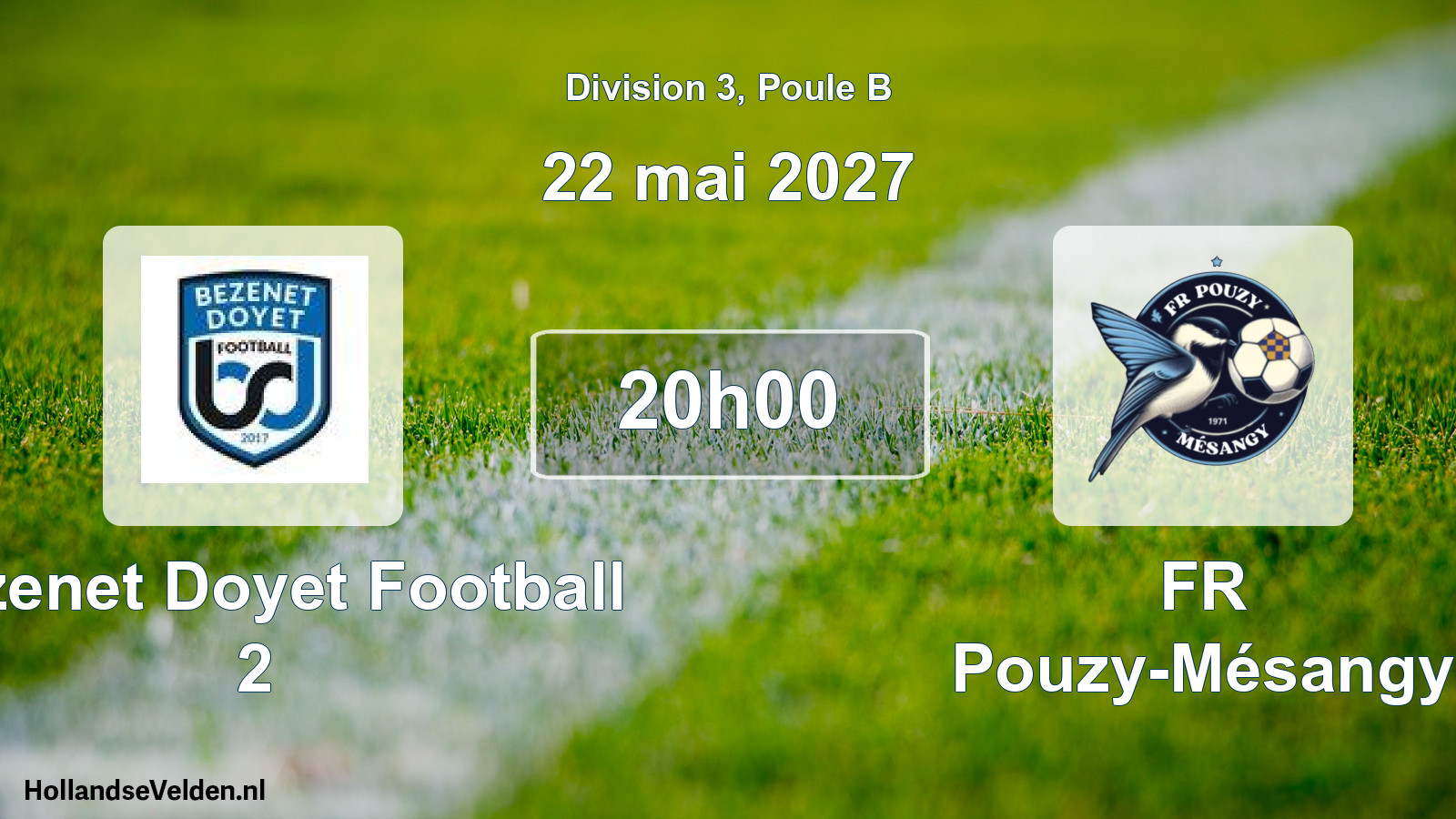 Match programmé: Bézenet Doyet Football 2 - FR Pouzy-Mésangy (22 mai 2027)