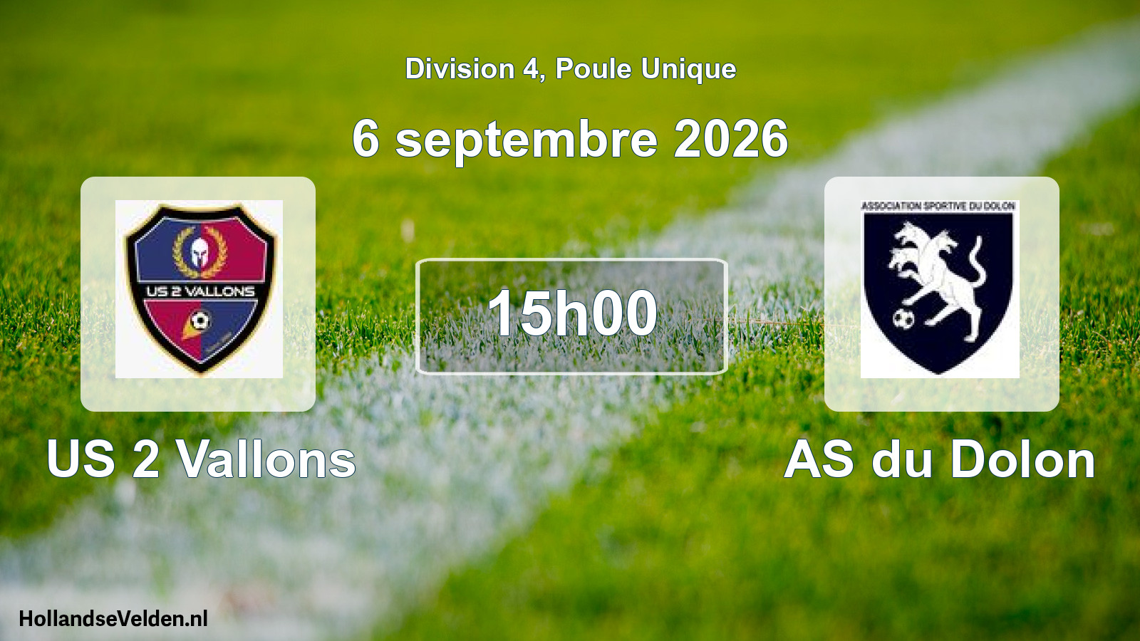 Match programmé: US 2 Vallons - AS du Dolon (6 septembre 2026)