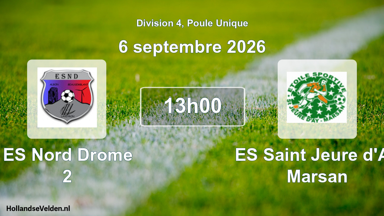 Match programmé: ES Nord Drome 2 - ES Saint Jeure d'Ay Marsan (6 septembre 2026)