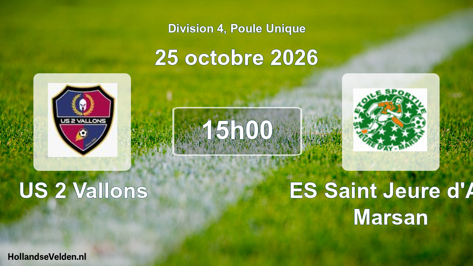 Scheduled Match: US 2 Vallons - ES Saint Jeure d'Ay Marsan (25 October 2026)