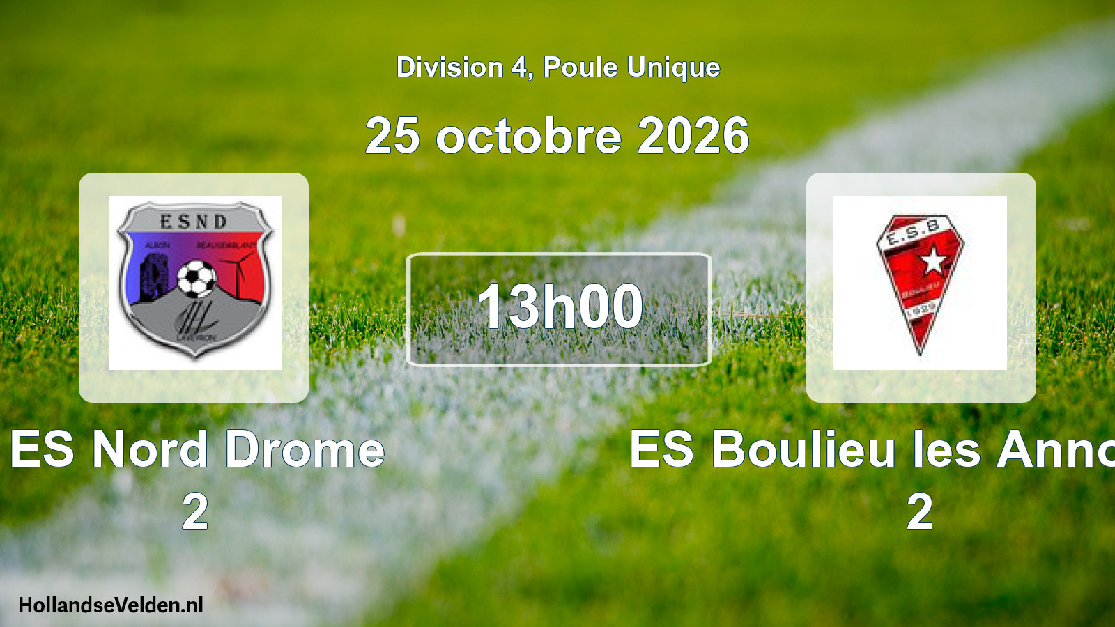 Scheduled Match: ES Nord Drome 2 - ES Boulieu les Annonay 2 (25 October 2026)