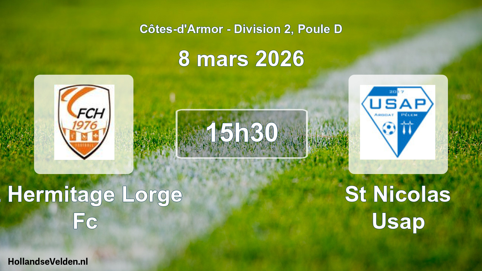 Geplande wedstrijd: L Hermitage Lorge Fc - St Nicolas Usap (8 mars 2026)
