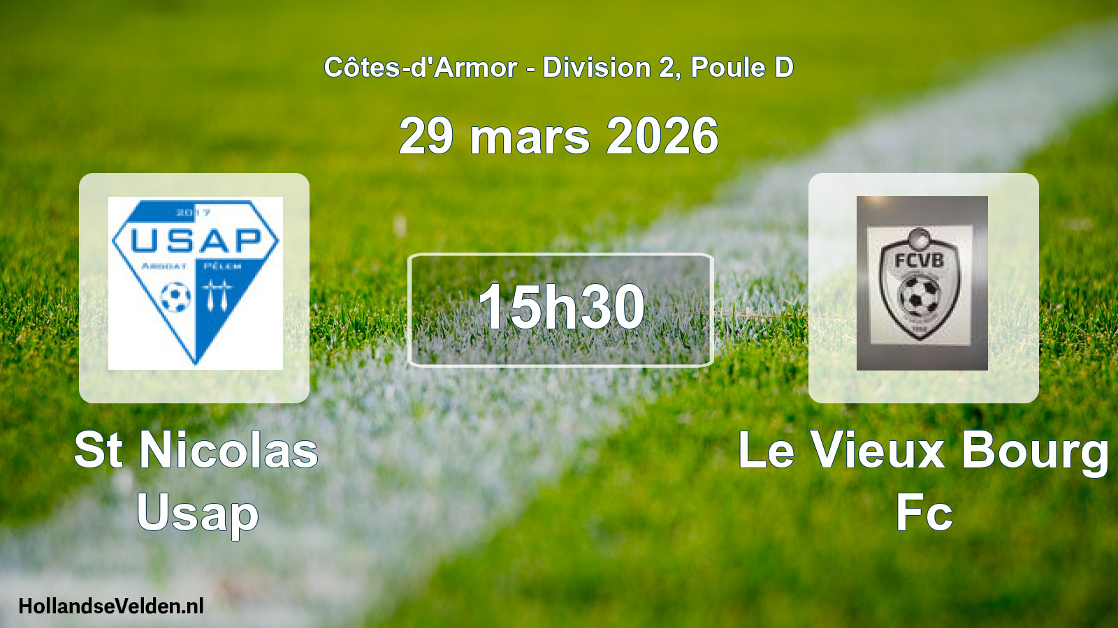 Geplande wedstrijd: St Nicolas Usap - Le Vieux Bourg Fc (29 mars 2026)